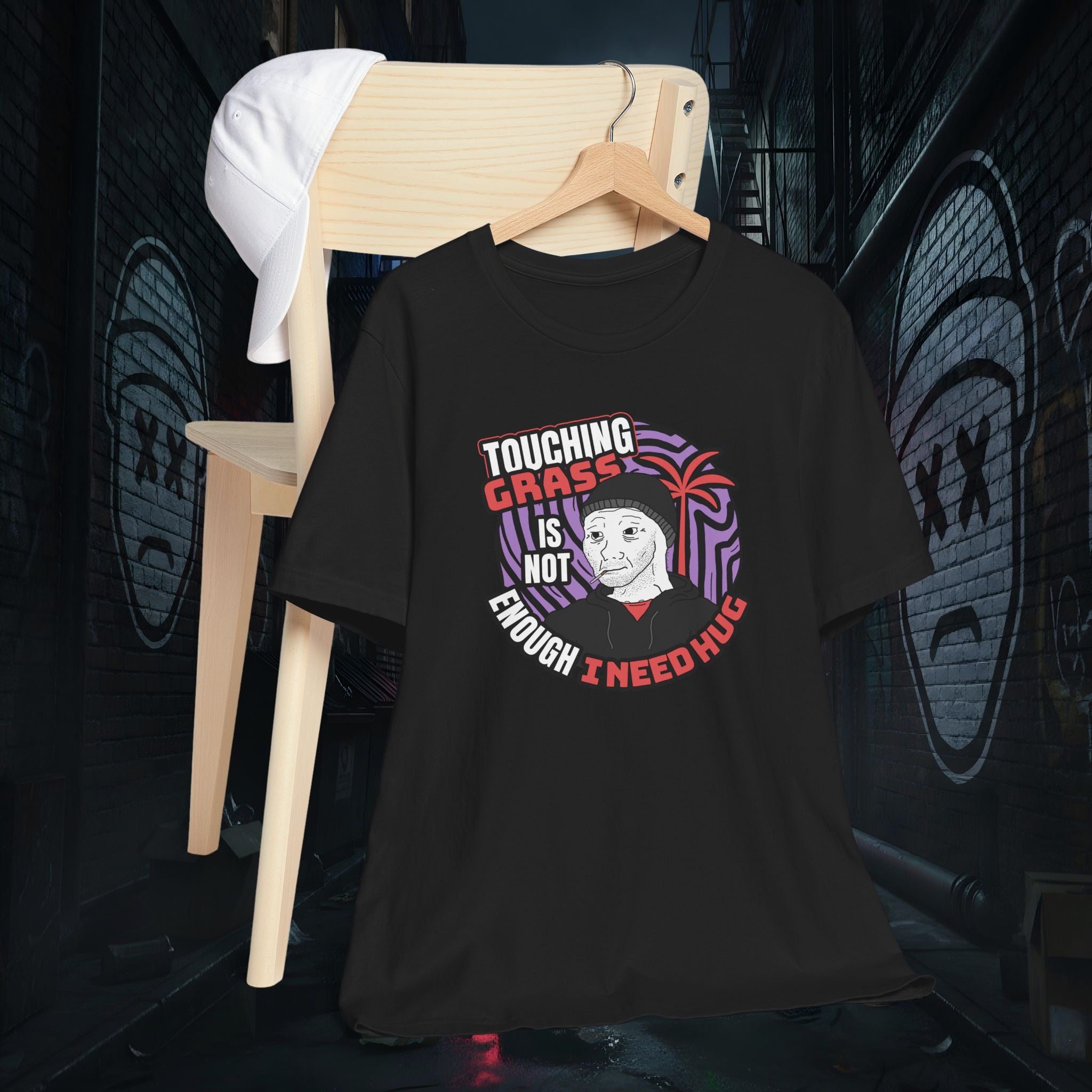 Touching Grass Is Not Enough I Need A Hug - Premium Graphic Tee