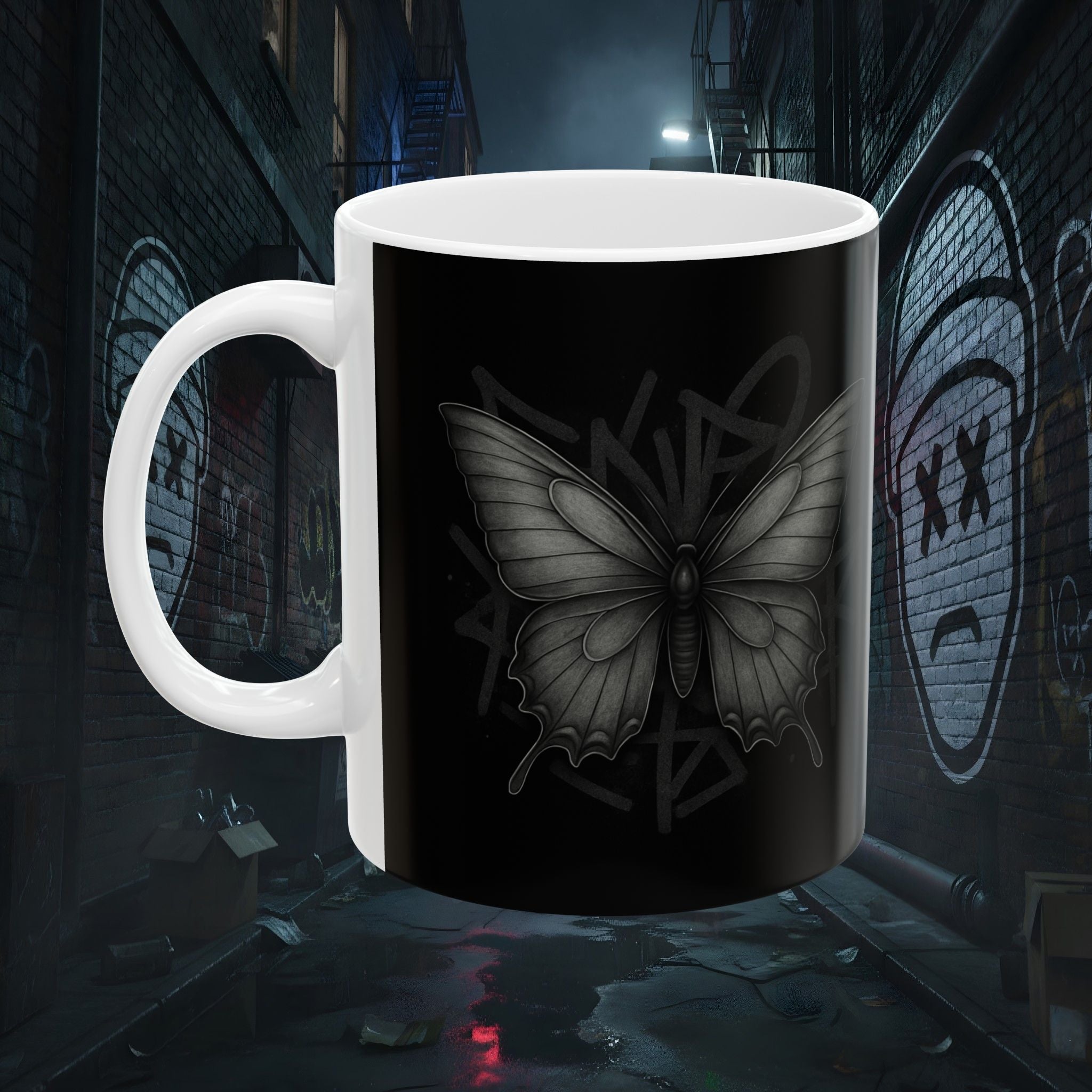 Concrete Wings Dark Ceramic Mug