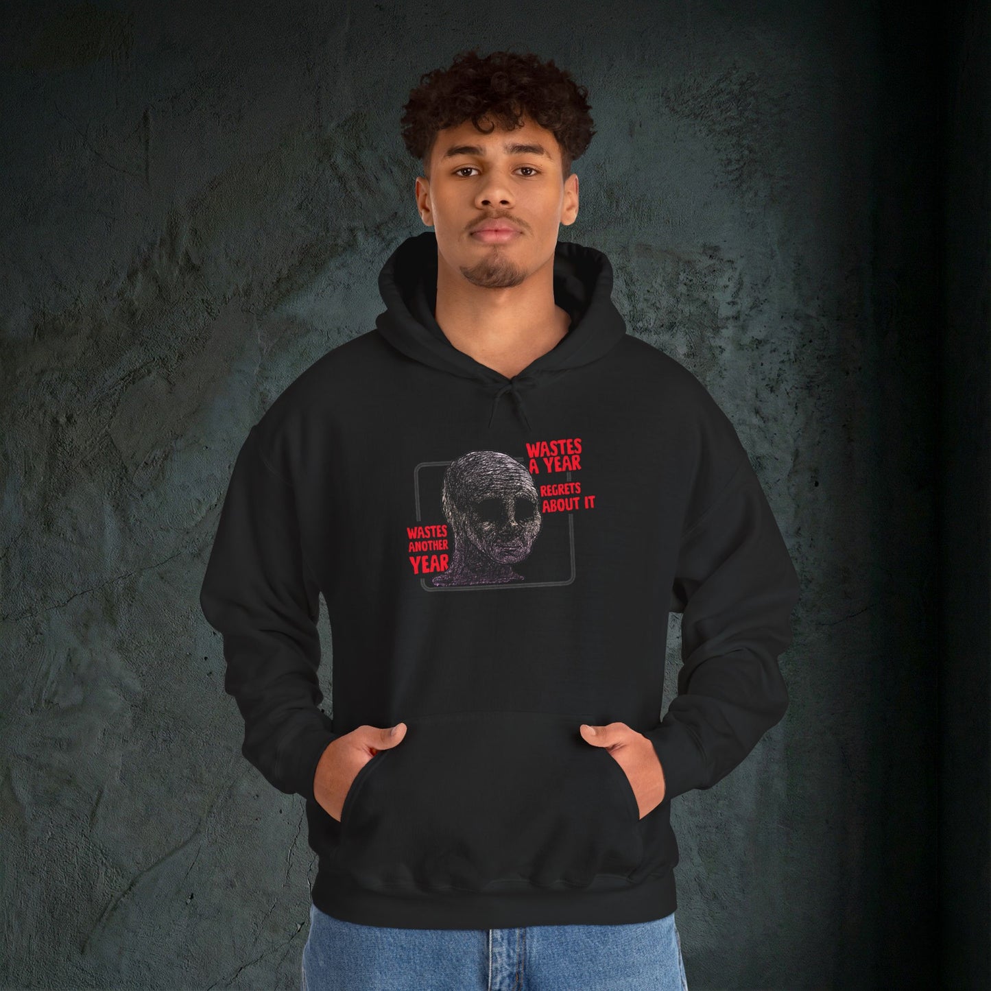 Wasted Another Year - Premium Graphic Hoodie (Doomer Aesthetic)