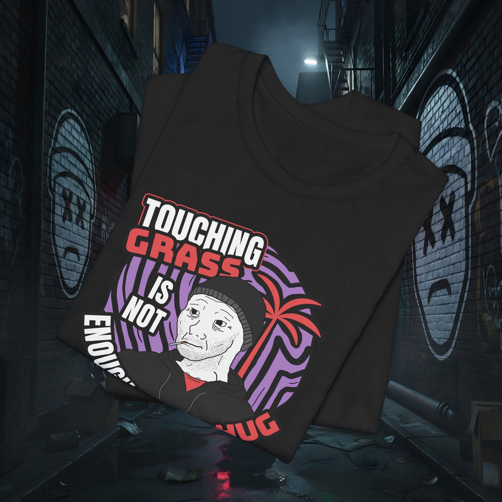 Touching Grass Is Not Enough I Need A Hug - Premium Graphic Tee