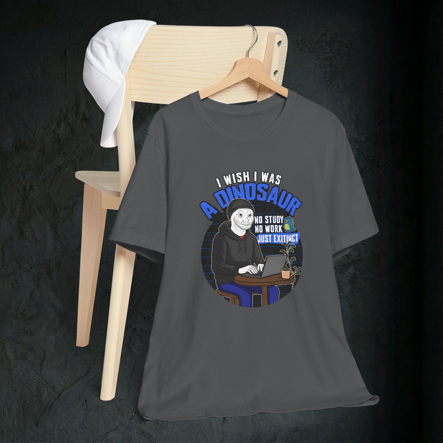 I Wish I Was A Dinosaur - Premium Graphic Tee (Doomer Aesthetic)