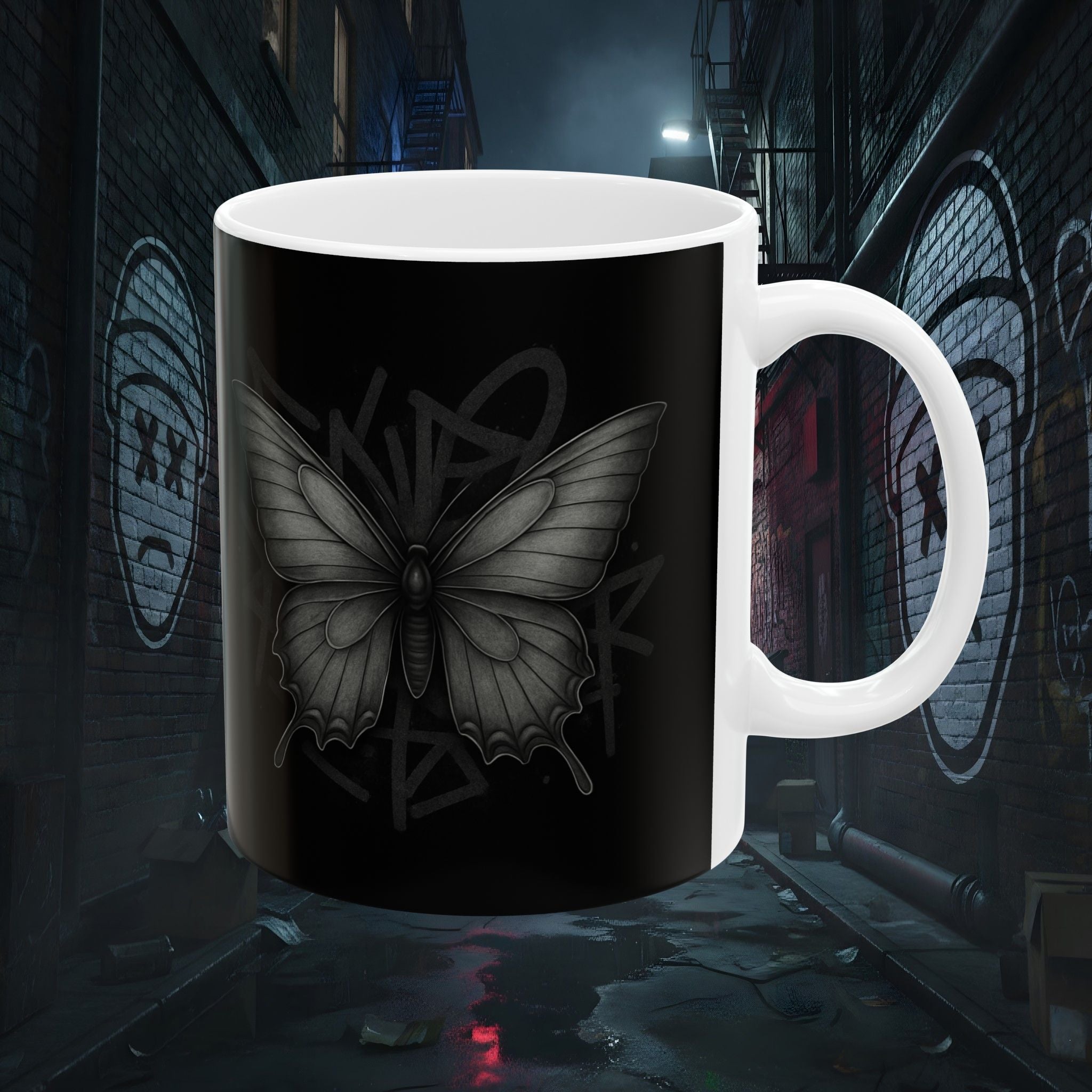 Concrete Wings Dark Ceramic Mug