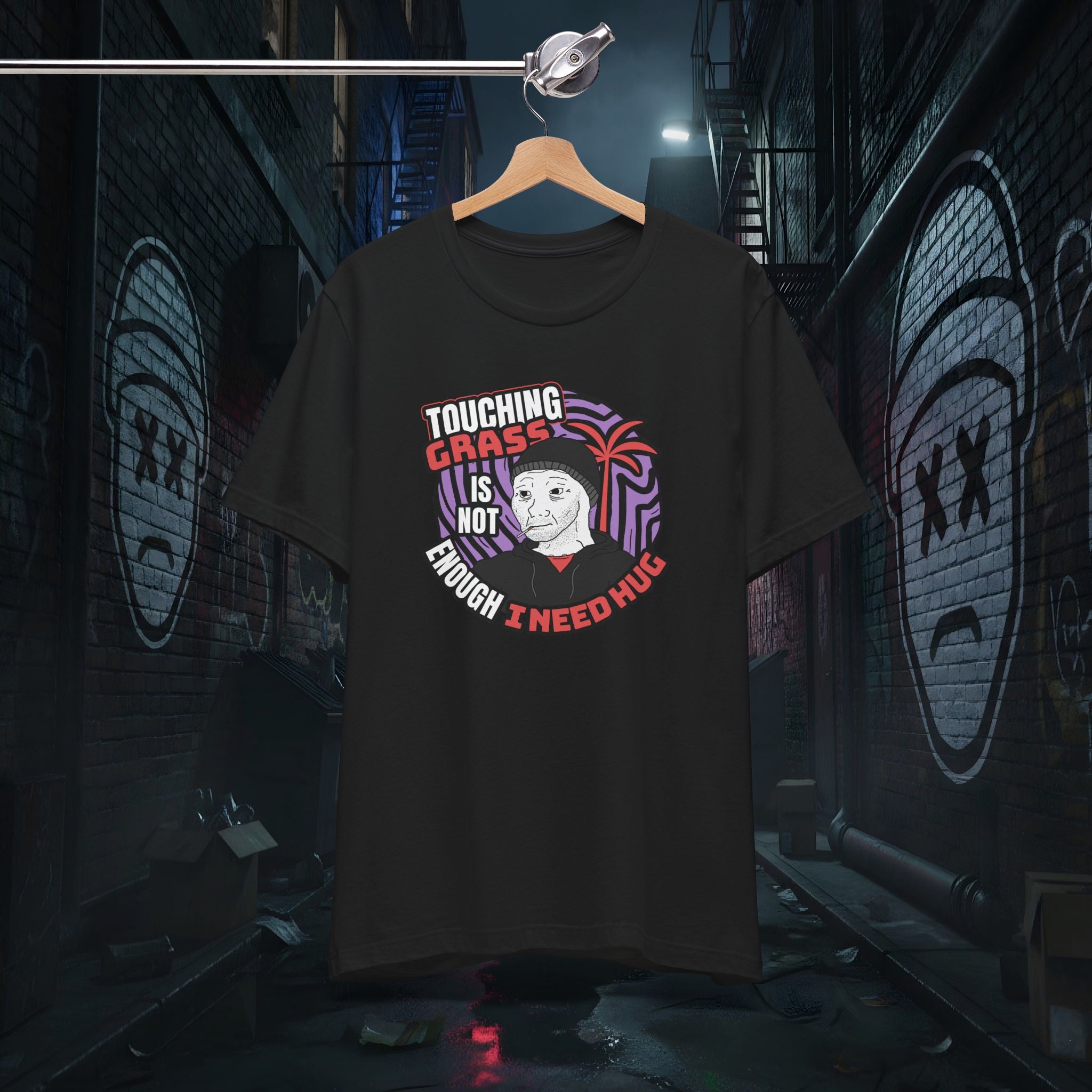 Touching Grass Is Not Enough I Need A Hug - Premium Graphic Tee