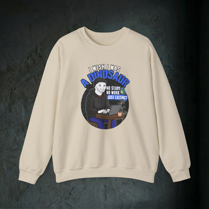 I Wish I Was A Dinosaur - Graphic Sweatshirt (Doomer Aesthetic)