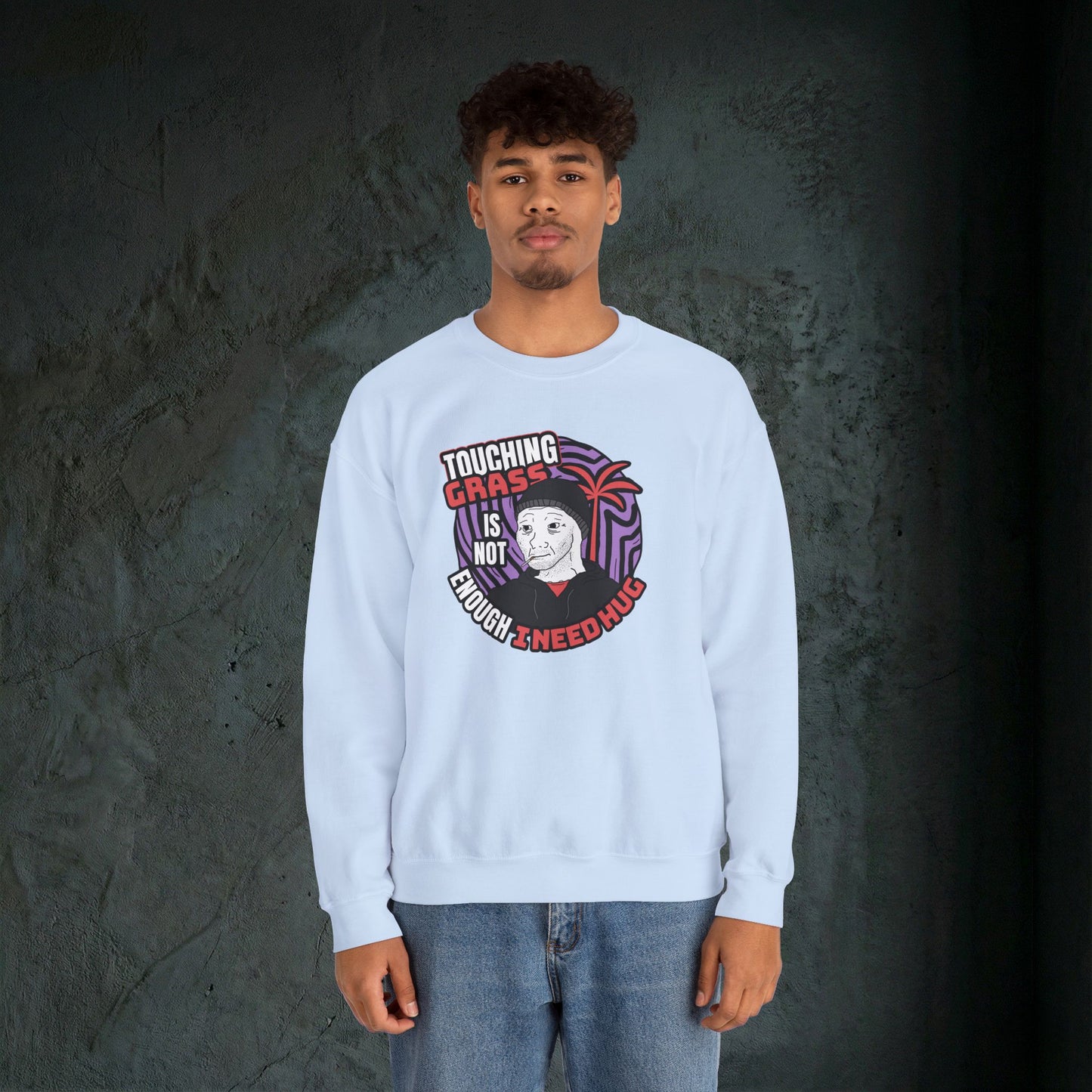 Touching Grass Is Not Enough I Need A Hug - Graphic Sweatshirt