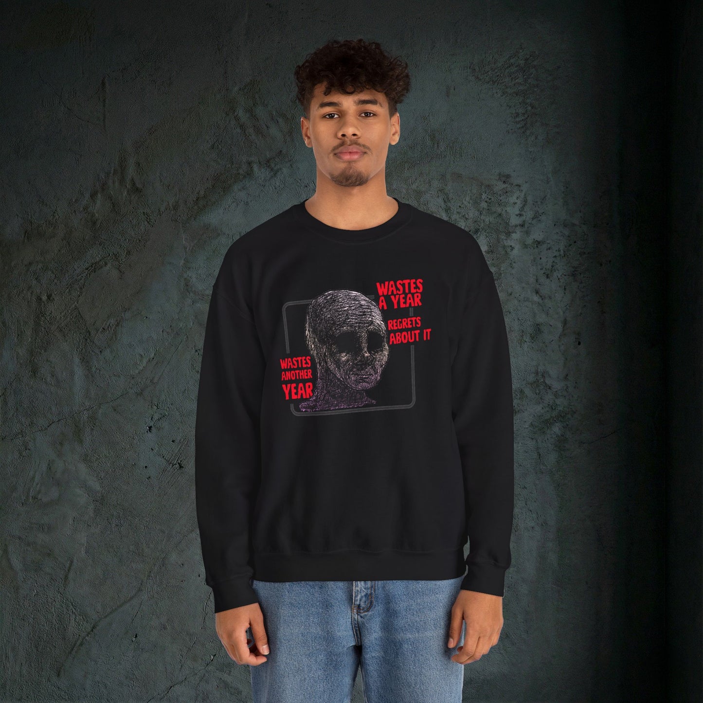 Wasted Another Year - Graphic Sweatshirt (Doomer Aesthetic)