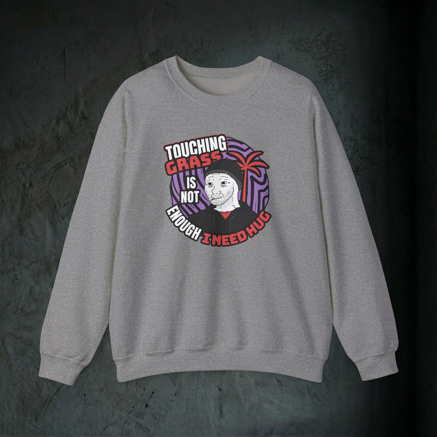 Touching Grass Is Not Enough I Need A Hug - Graphic Sweatshirt