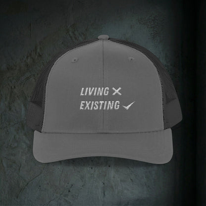 Living vs Existing - Premium Doomer Trucker Hat (Snapback)