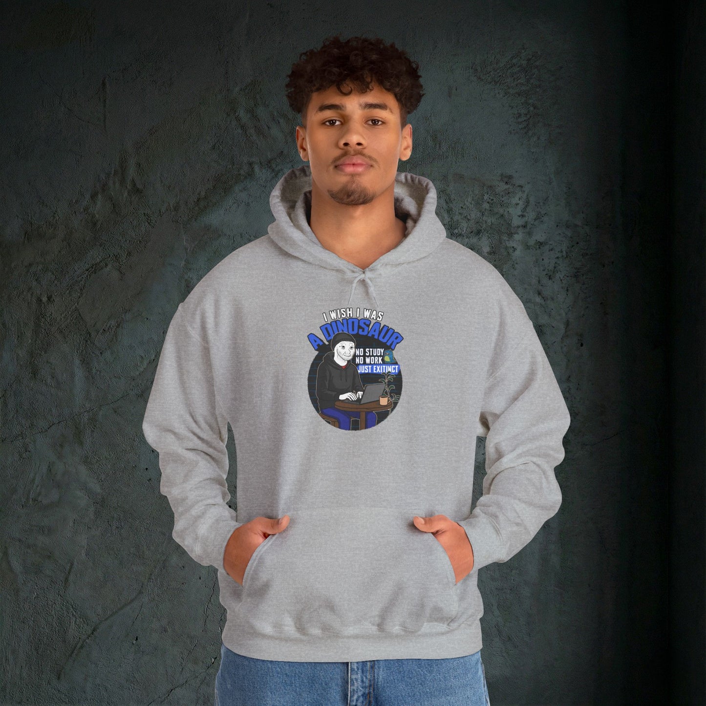 I Wish I Was A Dinosaur - Premium Graphic Hoodie (Doomer Aesthetic)