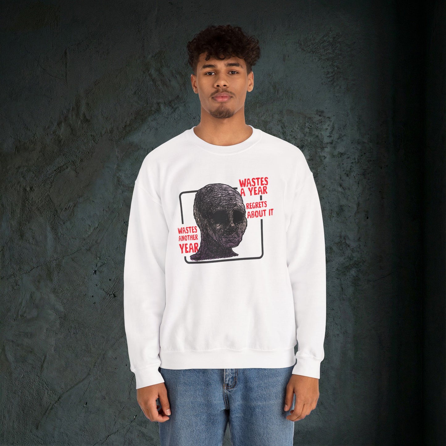 Wasted Another Year - Graphic Sweatshirt (Doomer Aesthetic)