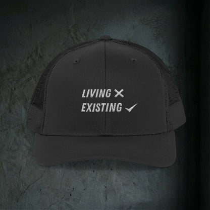 Living vs Existing - Premium Doomer Trucker Hat (Snapback)