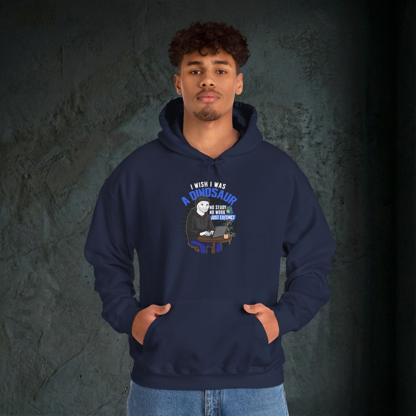 I Wish I Was A Dinosaur - Premium Graphic Hoodie (Doomer Aesthetic)