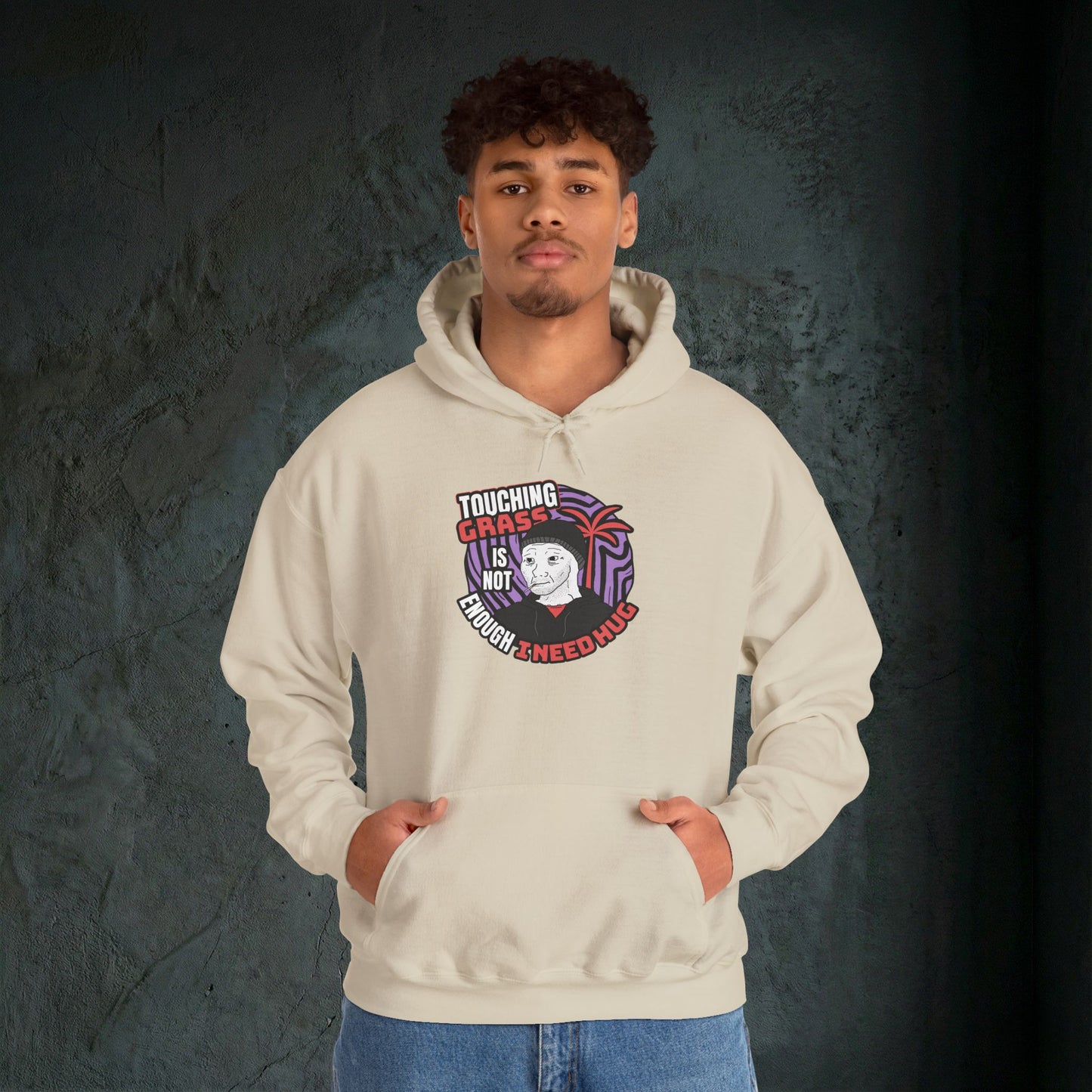 Touching Grass Is Not Enough I Need A Hug - Premium Graphic Hoodie