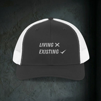 Living vs Existing - Premium Doomer Trucker Hat (Snapback)