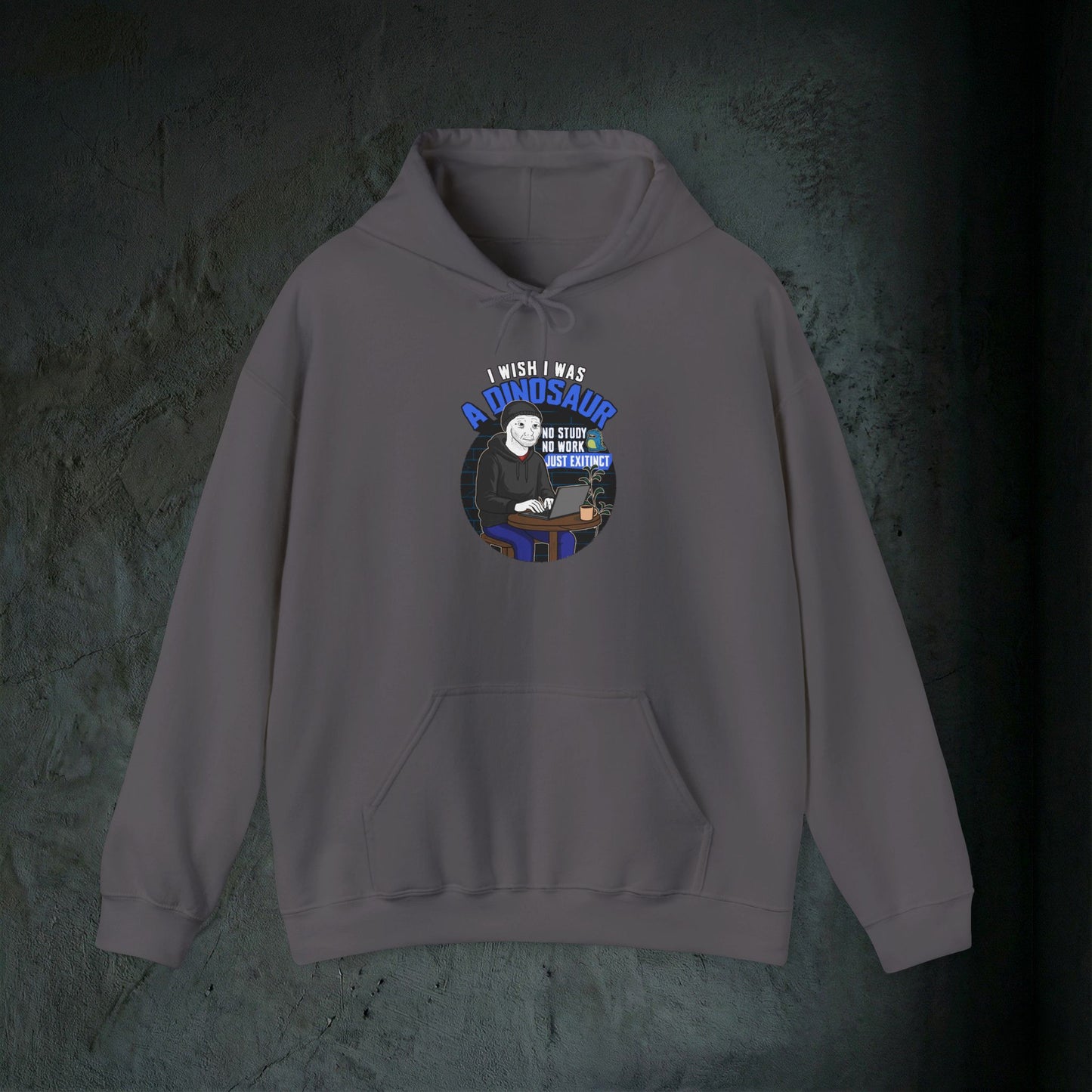 I Wish I Was A Dinosaur - Premium Graphic Hoodie (Doomer Aesthetic)