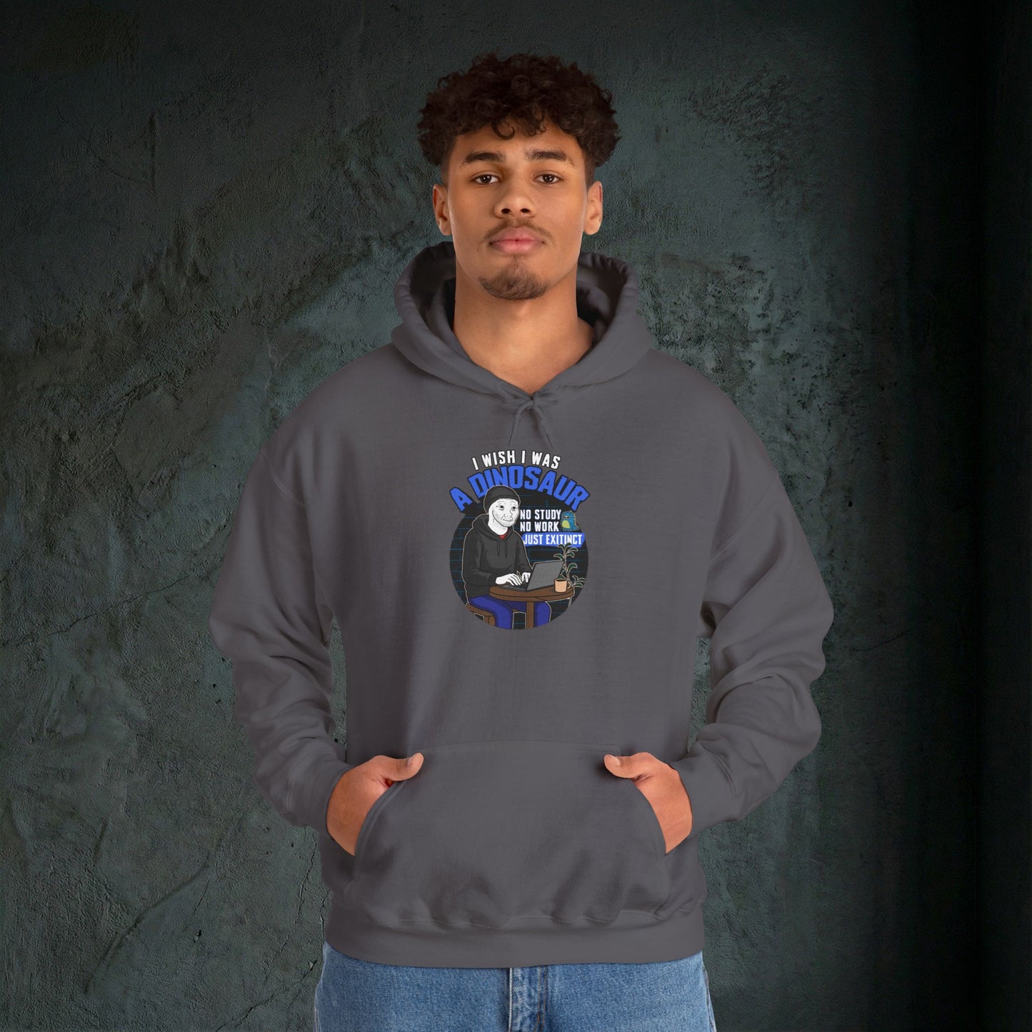 I Wish I Was A Dinosaur - Premium Graphic Hoodie (Doomer Aesthetic)