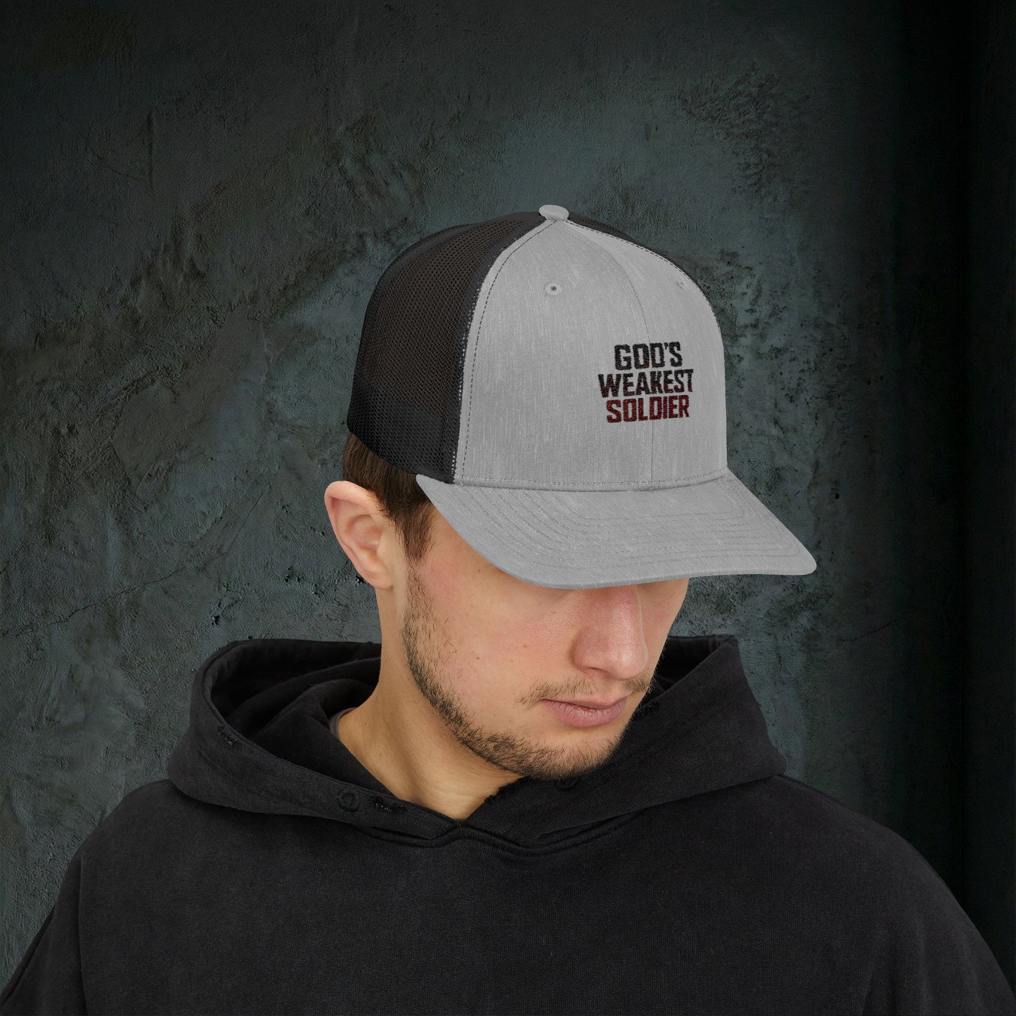 God's Weakest Soldier - Premium Doomer Trucker Hat