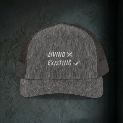 Living vs Existing - Premium Doomer Trucker Hat (Snapback)