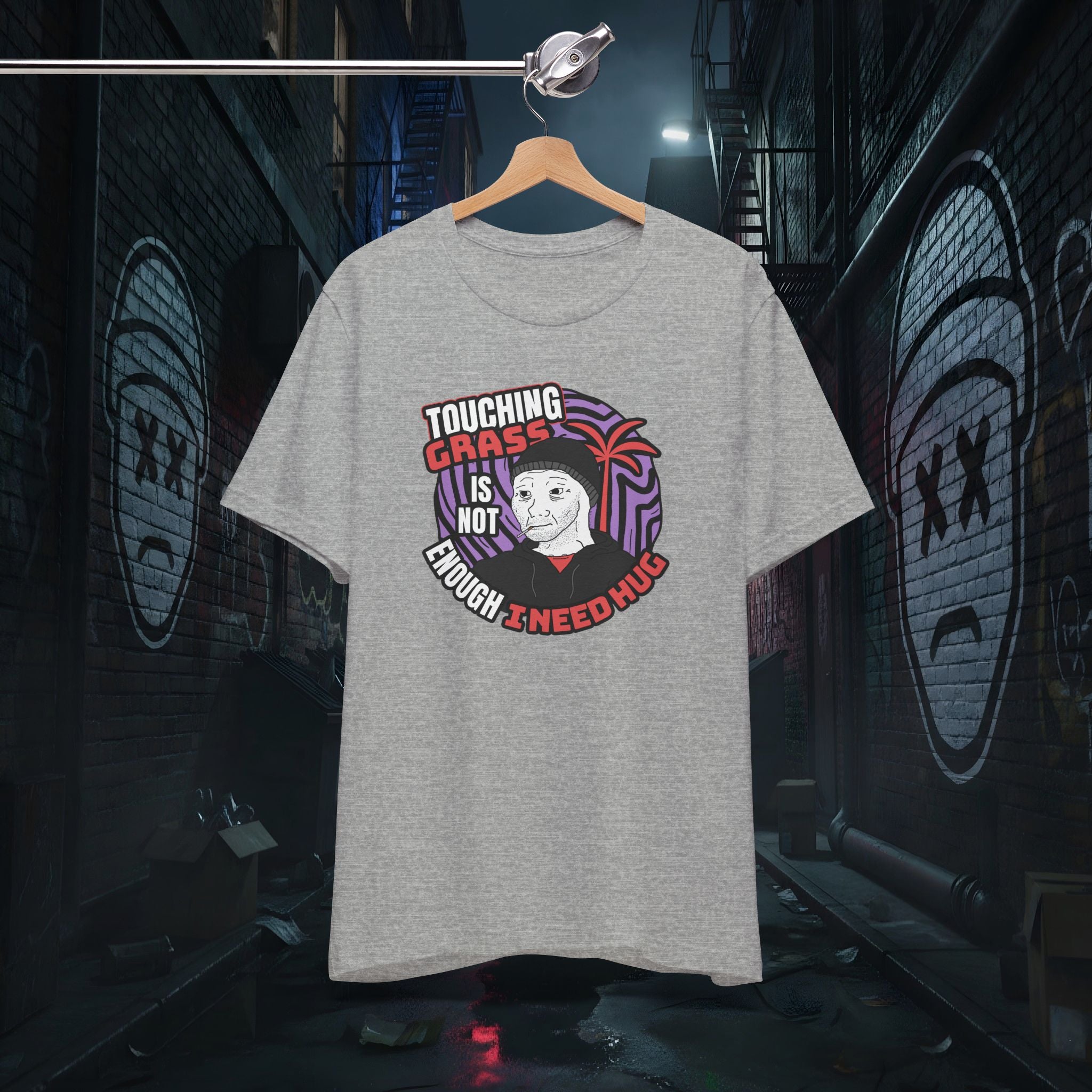 Touching Grass Is Not Enough I Need A Hug - Premium Graphic Tee