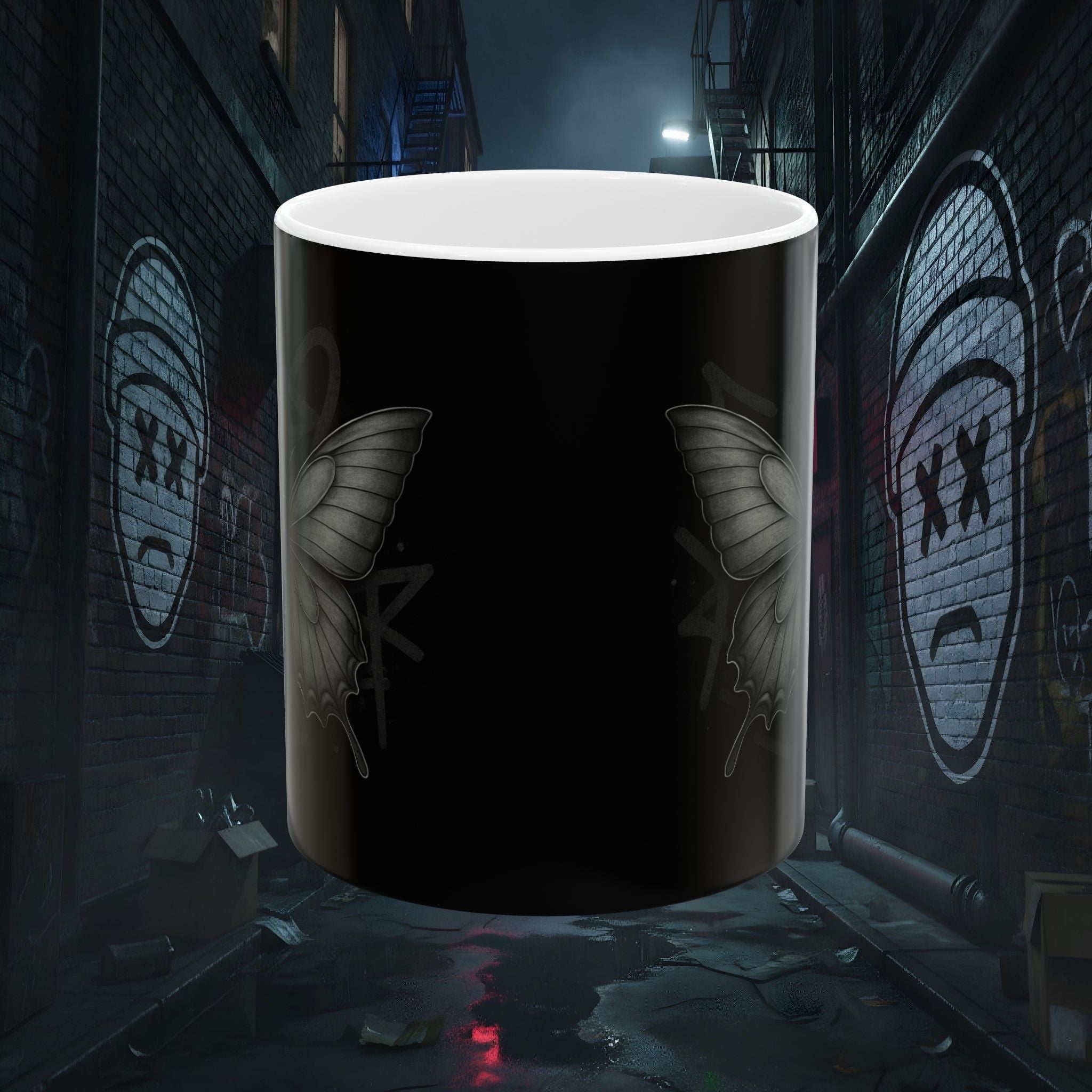Concrete Wings Dark Ceramic Mug
