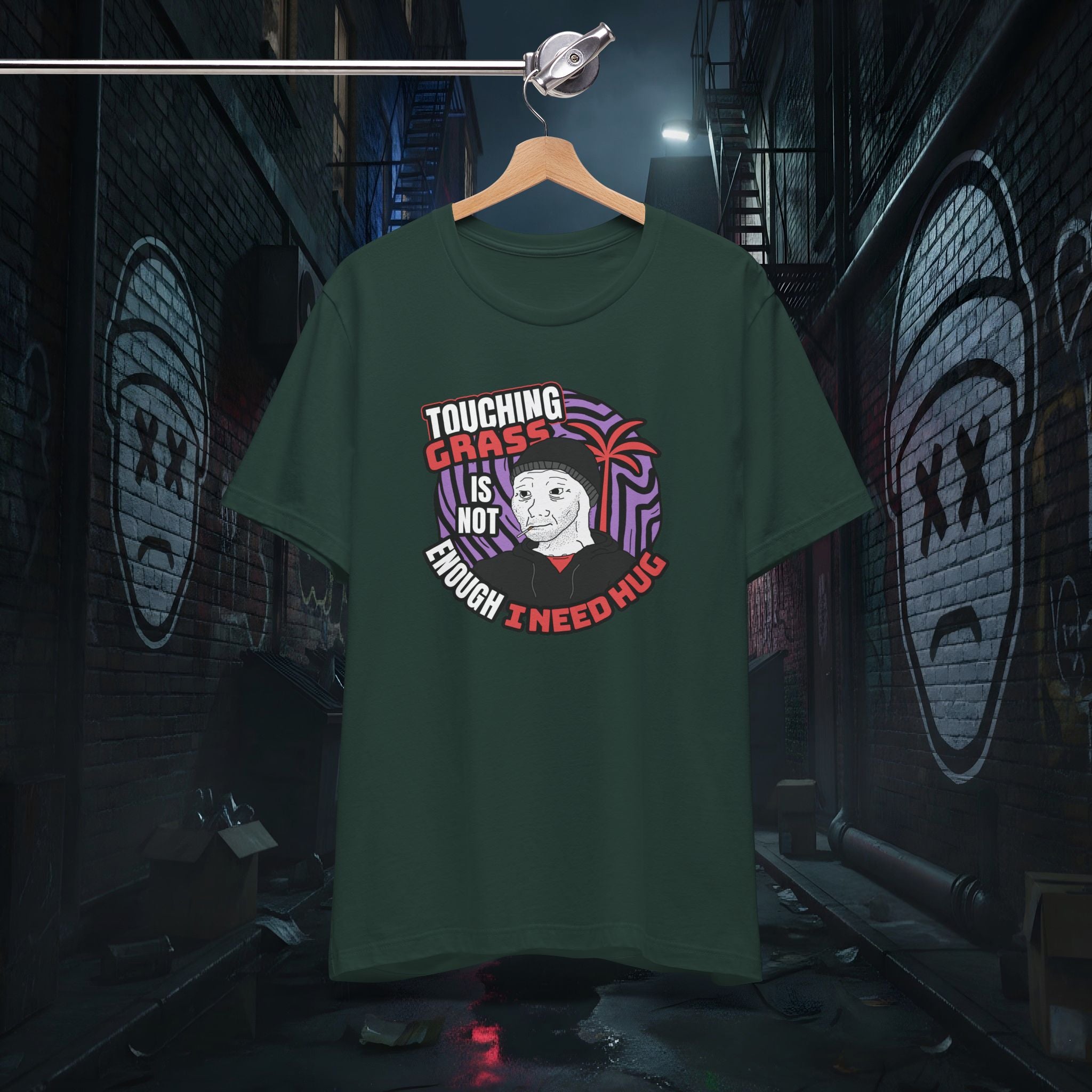 Touching Grass Is Not Enough I Need A Hug - Premium Graphic Tee