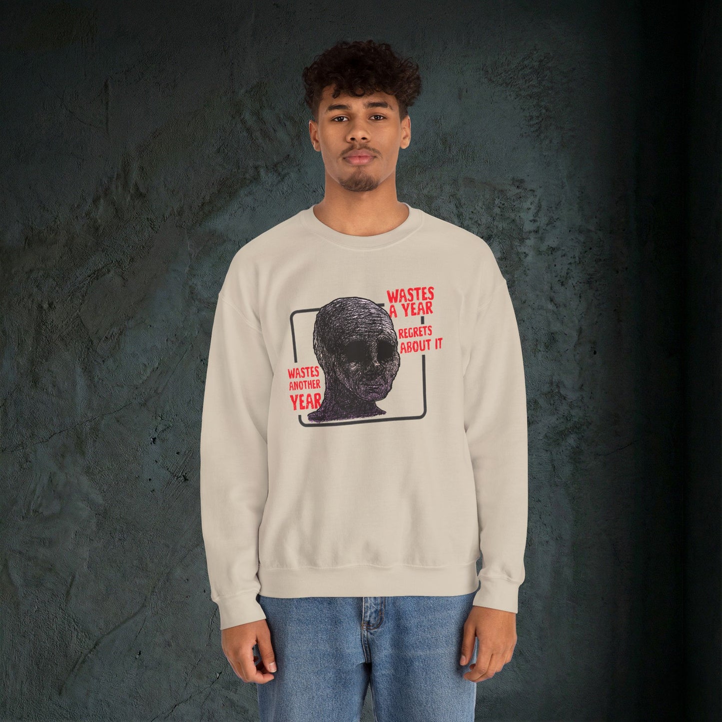 Wasted Another Year - Graphic Sweatshirt (Doomer Aesthetic)