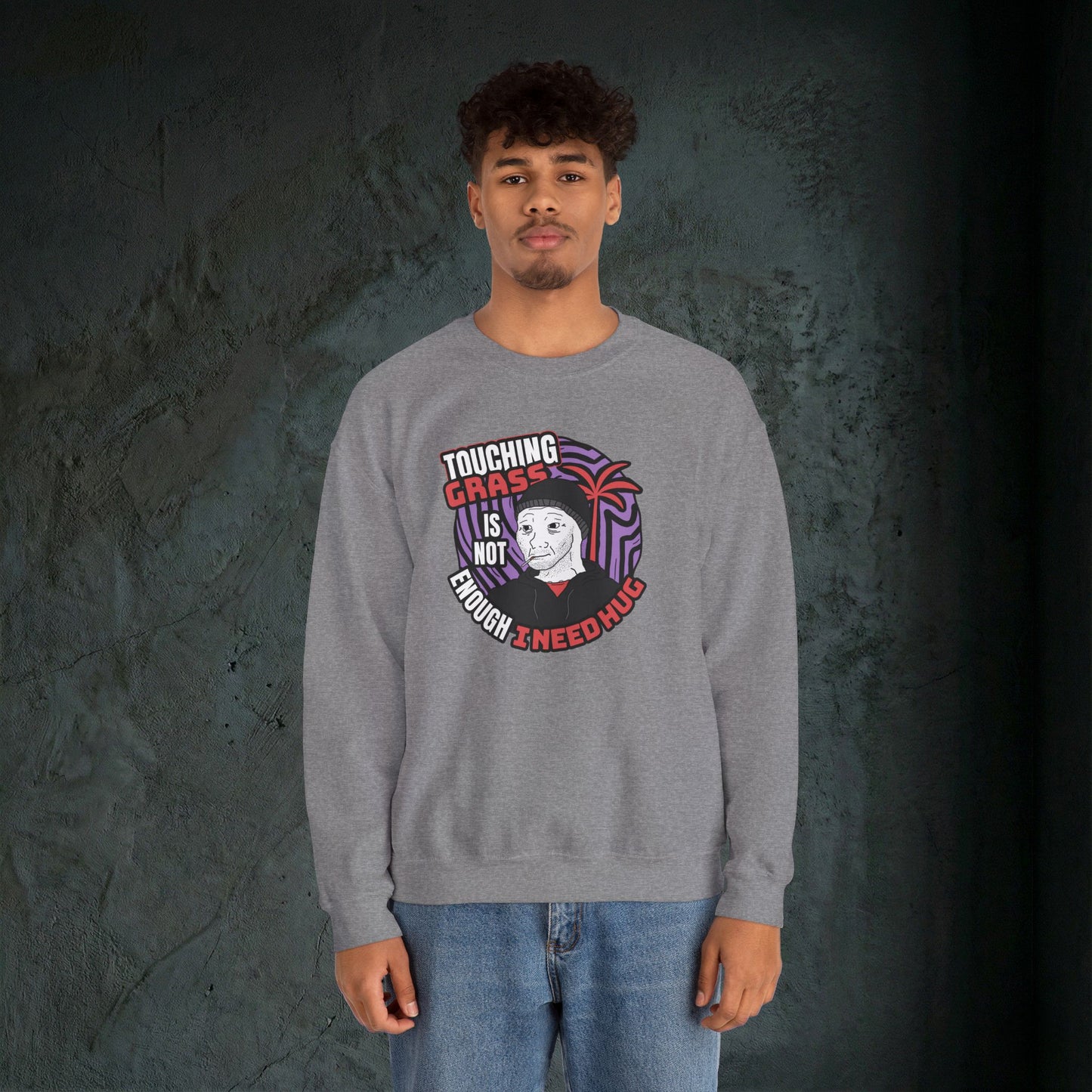 Touching Grass Is Not Enough I Need A Hug - Graphic Sweatshirt