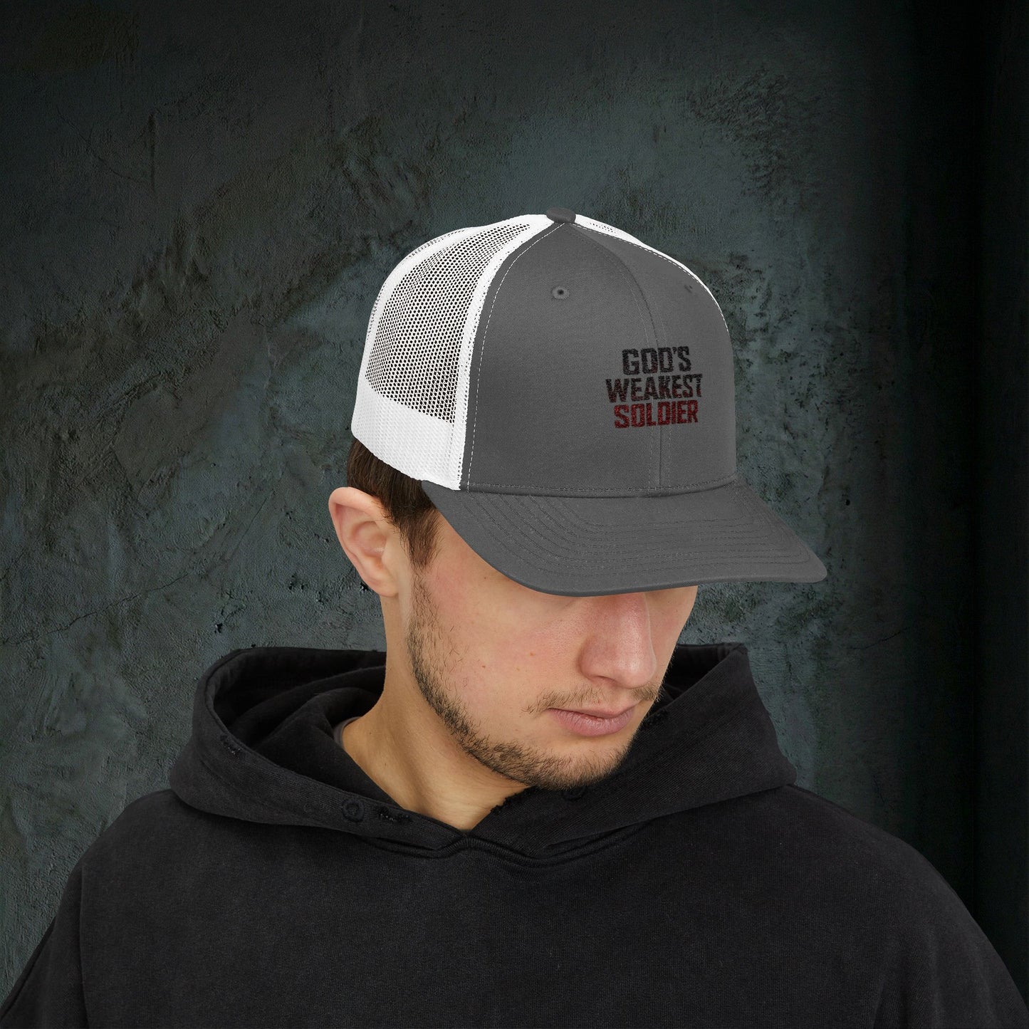 God's Weakest Soldier - Premium Doomer Trucker Hat