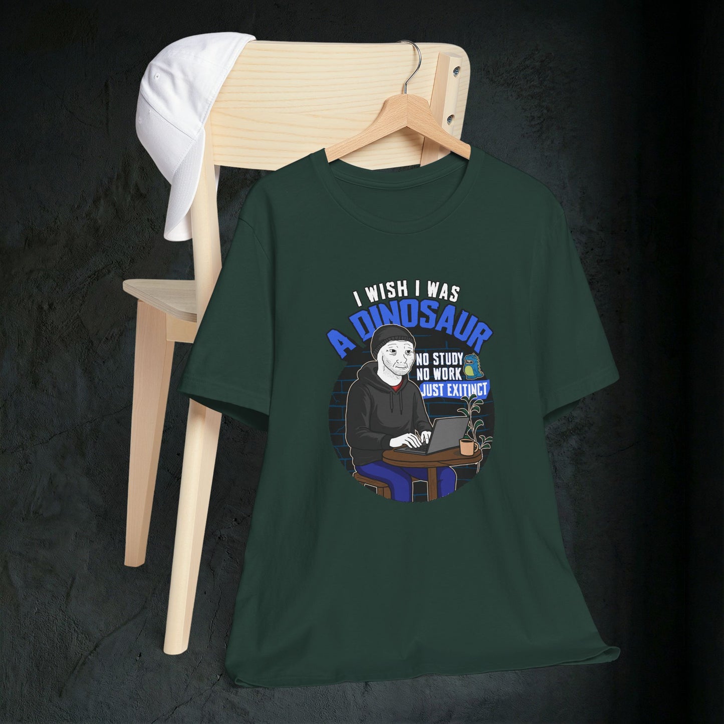 I Wish I Was A Dinosaur - Premium Graphic Tee (Doomer Aesthetic)