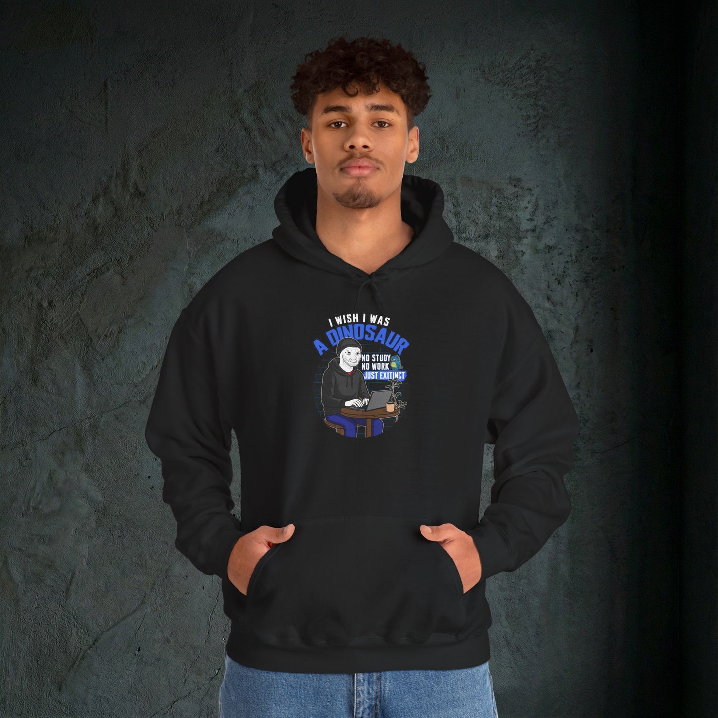 I Wish I Was A Dinosaur - Premium Graphic Hoodie (Doomer Aesthetic)